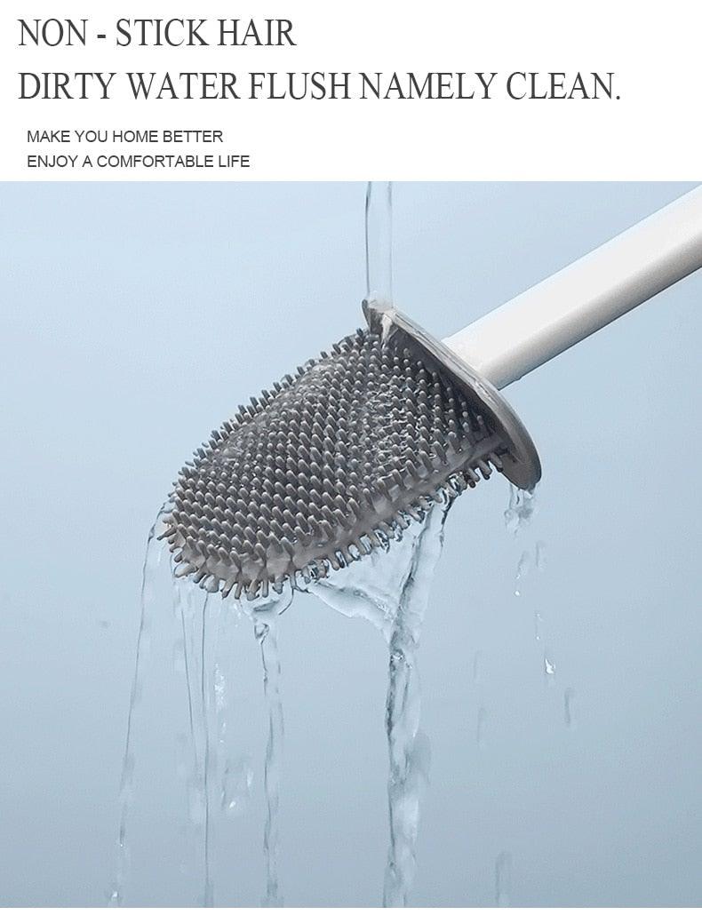 Soft Silicone Head Toilet Brush With Holder Black Wall-Mounted Detachable Handle Bathroom Cleaner Durable Accessories Silicone Toilet Brush Wall Mounting Toilet Brush No-Slip Long Handle Soft Silicone Bristle Toilet Corner Cleaner Stevvex