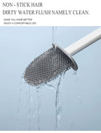 Soft Silicone Head Toilet Brush With Holder Black Wall-Mounted Detachable Handle Bathroom Cleaner Durable Accessories Silicone Toilet Brush Wall Mounting Toilet Brush No-Slip Long Handle Soft Silicone Bristle Toilet Corner Cleaner Stevvex