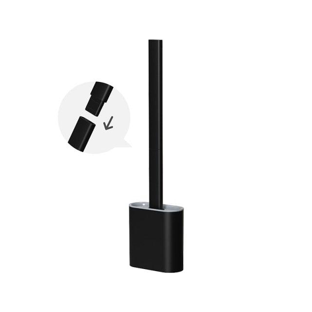 Soft Silicone Head Toilet Brush With Holder Black Wall-Mounted Detachable Handle Bathroom Cleaner Durable Accessories Silicone Toilet Brush Wall Mounting Toilet Brush No-Slip Long Handle Soft Silicone Bristle Toilet Corner Cleaner Stevvex
