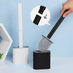 Soft Silicone Head Toilet Brush With Holder Black Wall-Mounted Detachable Handle Bathroom Cleaner Durable Accessories Silicone Toilet Brush Wall Mounting Toilet Brush No-Slip Long Handle Soft Silicone Bristle Toilet Corner Cleaner Stevvex