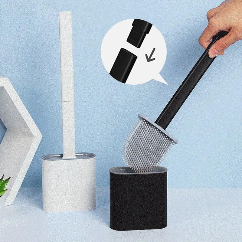 Soft Silicone Head Toilet Brush With Holder Black Wall-Mounted Detachable Handle Bathroom Cleaner Durable Accessories Silicone Toilet Brush Wall Mounting Toilet Brush No-Slip Long Handle Soft Silicone Bristle Toilet Corner Cleaner Stevvex