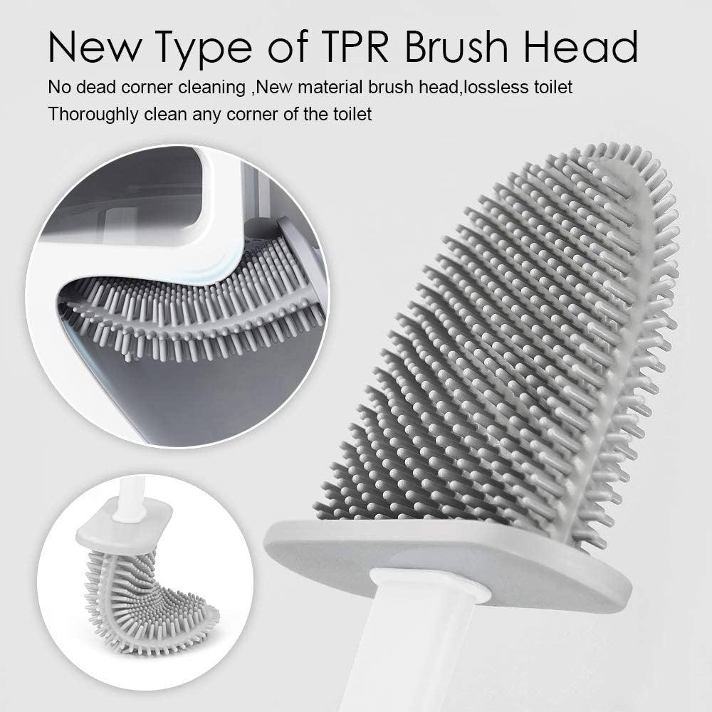 Soft Silicone Head Toilet Brush With Holder Black Wall-Mounted Detachable Handle Bathroom Cleaner Durable Accessories Silicone Toilet Brush Wall Mounting Toilet Brush No-Slip Long Handle Soft Silicone Bristle Toilet Corner Cleaner Stevvex