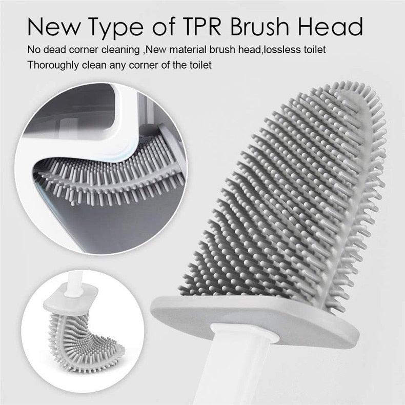 Soft Silicone Head Toilet Brush With Holder Black Wall-Mounted Detachable Handle Bathroom Cleaner Durable Accessories Silicone Toilet Brush Wall Mounting Toilet Brush No-Slip Long Handle Soft Silicone Bristle Toilet Corner Cleaner Stevvex