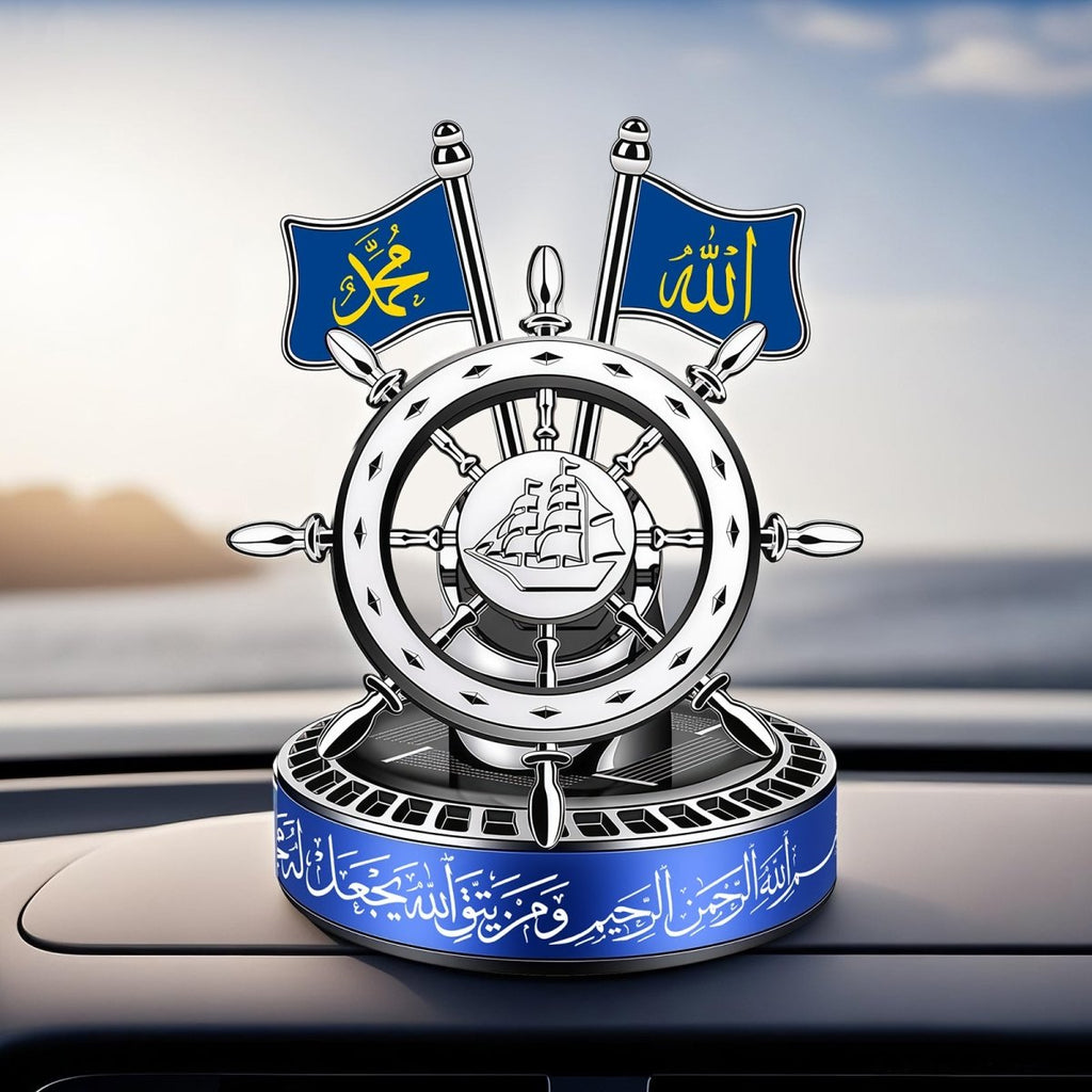Solar-Powered Islamic Style Car Fragrance Diffuser | Auto-Rotating Aroma Dispenser with Light Activation (MAC270)
