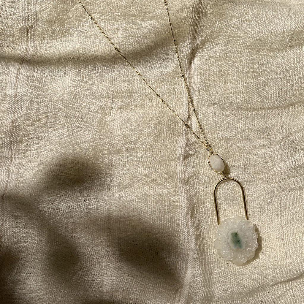 Solar Quartz Eye Necklace Moonstone Pendant Gold Filled Chain Spiritual Jewelry BandsCo Straps