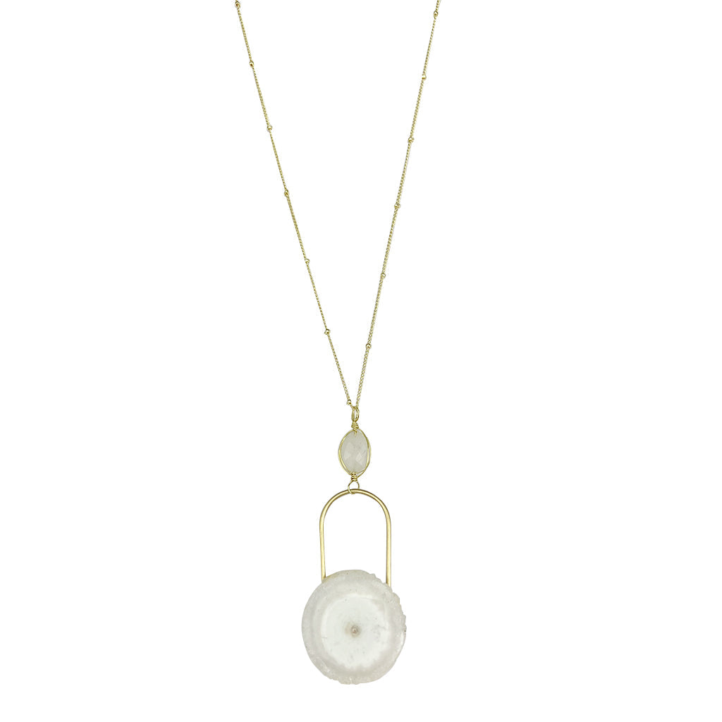 Solar Quartz Eye Necklace Moonstone Pendant Gold Filled Chain Spiritual Jewelry BandsCo Straps