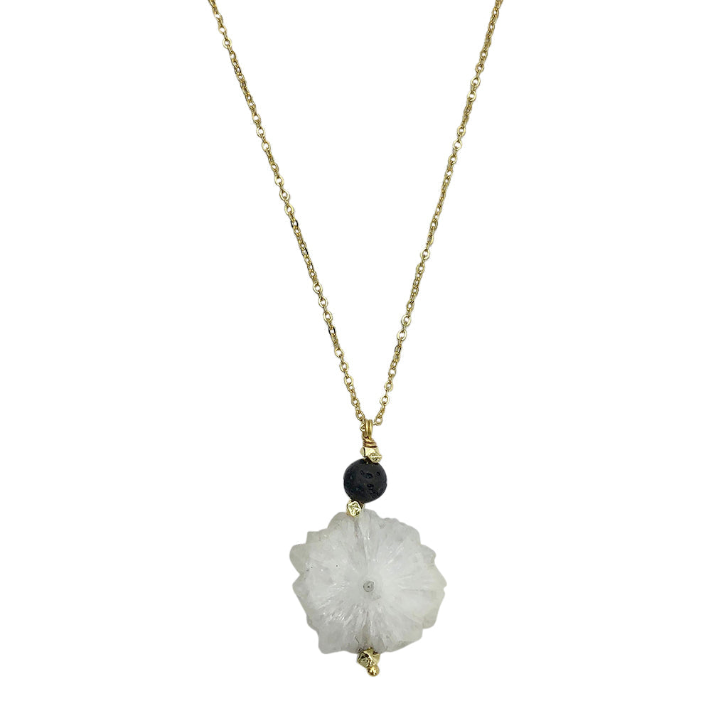 Solar Quartz Lava Necklace Layered Pendant Natural Protection Stone Jewelry BandsCo Straps