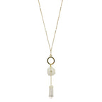 Solar Quartz Y Necklace With Polished Crystal Drop, Protective Energy Pendant BandsCo Straps