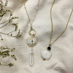 Solar Quartz Y Necklace With Polished Crystal Drop, Protective Energy Pendant BandsCo Straps
