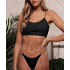 Solid Bikini High Waist Swimwear Female Chain Swimsuit Women 2 Pieces Set Sports Bathing Suit Women's Bikini Set Two Piece Smocked Swimsuits Ruffle Off Shoulder Bathing Suit With High Waist Bottoms Stevvex