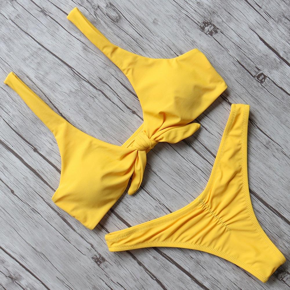 Solid Bikini Set Swimsuit Women Bikini Swimwear Female Halter Top Bathing Suit Swimming Wear Bikini High Cut Swimsuit High Waist Plus Size Summer Swimwear Stevvex