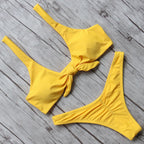 Solid Bikini Set Swimsuit Women Bikini Swimwear Female Halter Top Bathing Suit Swimming Wear Bikini High Cut Swimsuit High Waist Plus Size Summer Swimwear Stevvex