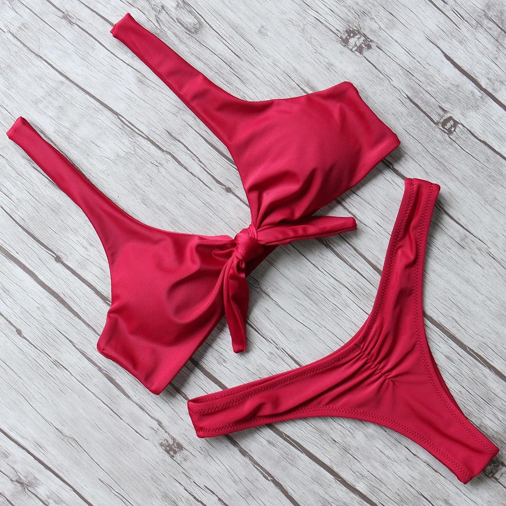 Solid Bikini Set Swimsuit Women Bikini Swimwear Female Halter Top Bathing Suit Swimming Wear Bikini High Cut Swimsuit High Waist Plus Size Summer Swimwear Stevvex