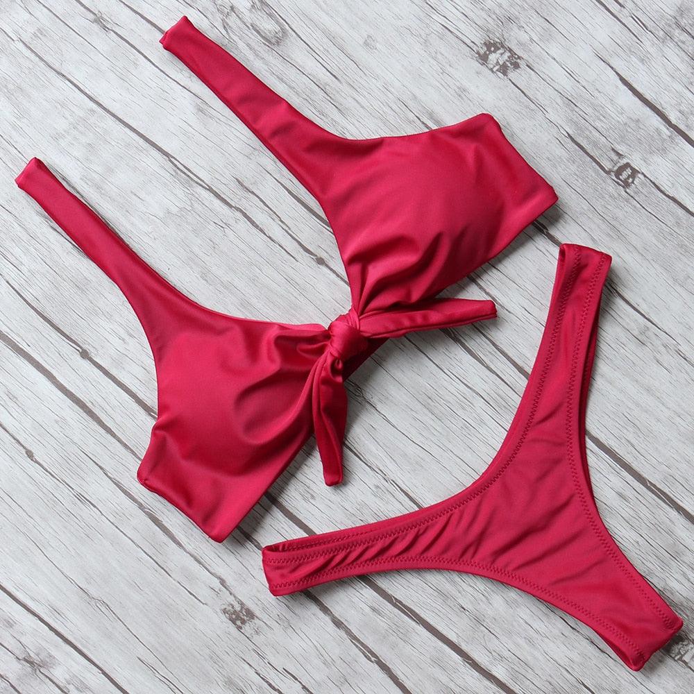 Solid Bikini Set Swimsuit Women Bikini Swimwear Female Halter Top Bathing Suit Swimming Wear Bikini High Cut Swimsuit High Waist Plus Size Summer Swimwear Stevvex