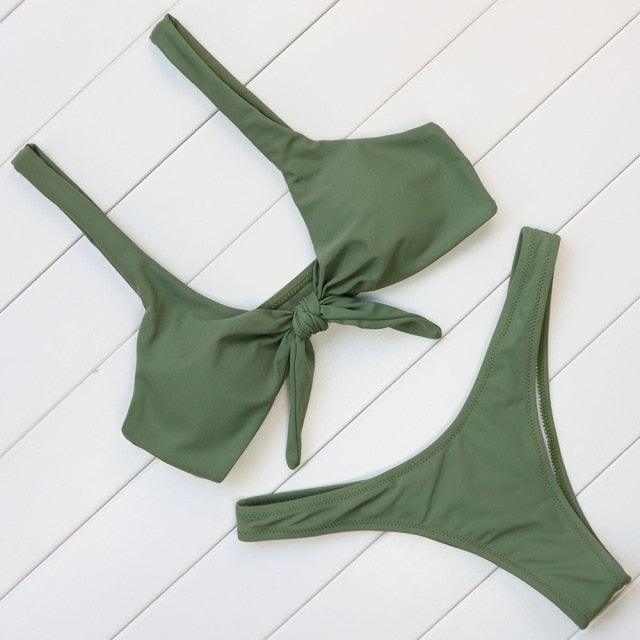 Solid Bikini Set Swimsuit Women Bikini Swimwear Female Halter Top Bathing Suit Swimming Wear Bikini High Cut Swimsuit High Waist Plus Size Summer Swimwear Stevvex