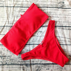 Solid Bikini Swimsuit Women Bikini Set  Off Shoulder Swimwear Two Piece Strap Bikini Sets for Women High Waist Teens Bathing Suits Off Shoulder Swimsuit Beachwear Stevvex