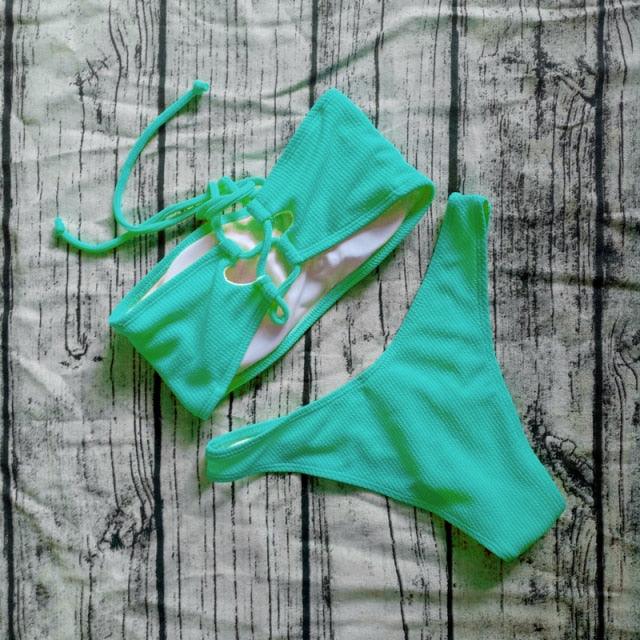 Solid Bikini Swimsuit Women Bikini Set  Off Shoulder Swimwear Two Piece Strap Bikini Sets for Women High Waist Teens Bathing Suits Off Shoulder Swimsuit Beachwear Stevvex
