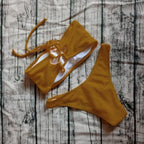 Solid Bikini Swimsuit Women Bikini Set  Off Shoulder Swimwear Two Piece Strap Bikini Sets for Women High Waist Teens Bathing Suits Off Shoulder Swimsuit Beachwear Stevvex