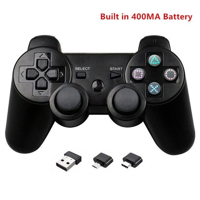 Solid Black 2.4G Wireless Joystick Game Controller Portable With Micro USB OTG Adapter Compatible With PC Laptop Tablet Stevvex