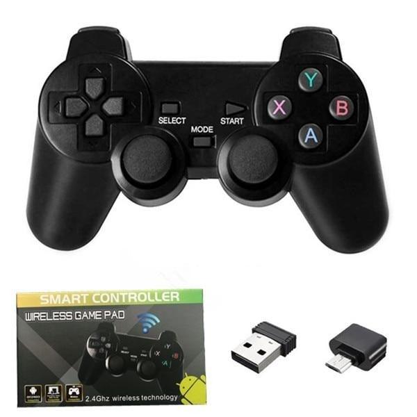 Solid Black 2.4G Wireless Joystick Game Controller Portable With Micro USB OTG Adapter Compatible With PC Laptop Tablet Stevvex