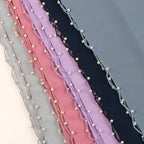 Solid Chiffon Hijab with Delicate Beaded Edging Pearl-Embellished Wave (MH139)