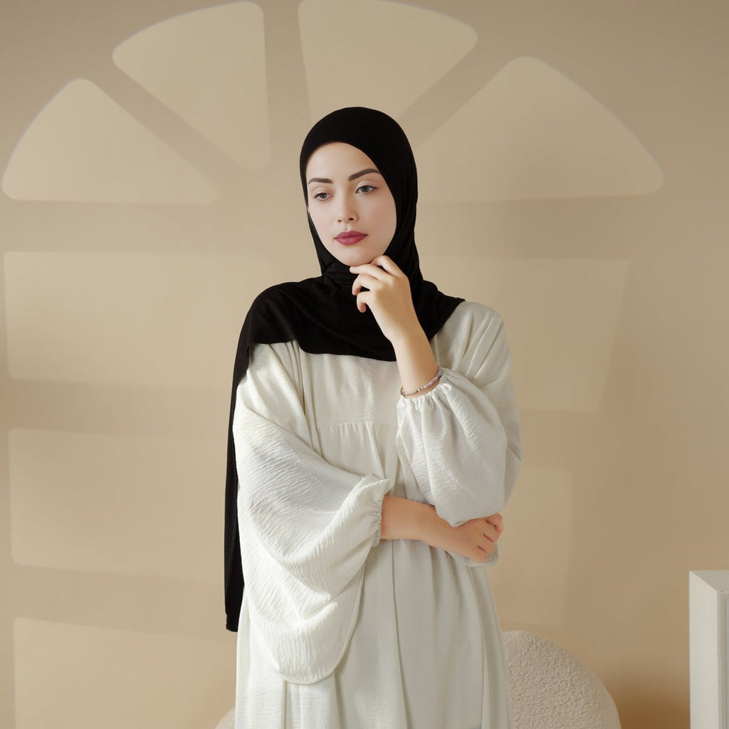 Solid Color Hijab With Basic Headscarf Cap (MH038) - SJB-DIAMOND ELITES