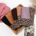 Solid Color Leopard-Print Embellished Crinkle Scarf Hijab (MH181)