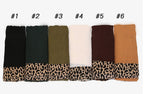 Solid Color Leopard-Print Embellished Crinkle Scarf Hijab (MH181)