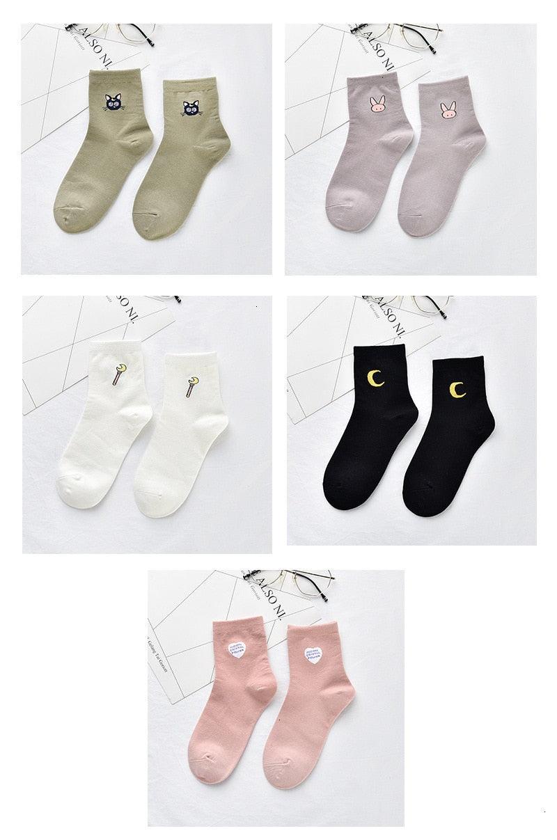 Solid Lovely Patterned Harajuku Socks Cotton Casual Cute Animal New Year Gift Socks For Female Sweat Absorption Breathable Socks For Men And Women Stevvex