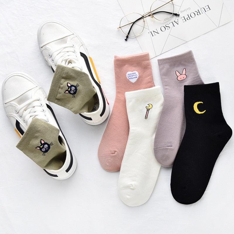 Solid Lovely Patterned Harajuku Socks Cotton Casual Cute Animal New Year Gift Socks For Female Sweat Absorption Breathable Socks For Men And Women Stevvex
