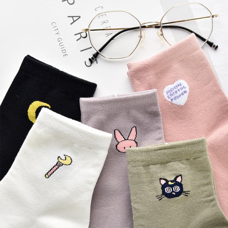 Solid Lovely Patterned Harajuku Socks Cotton Casual Cute Animal New Year Gift Socks For Female Sweat Absorption Breathable Socks For Men And Women Stevvex