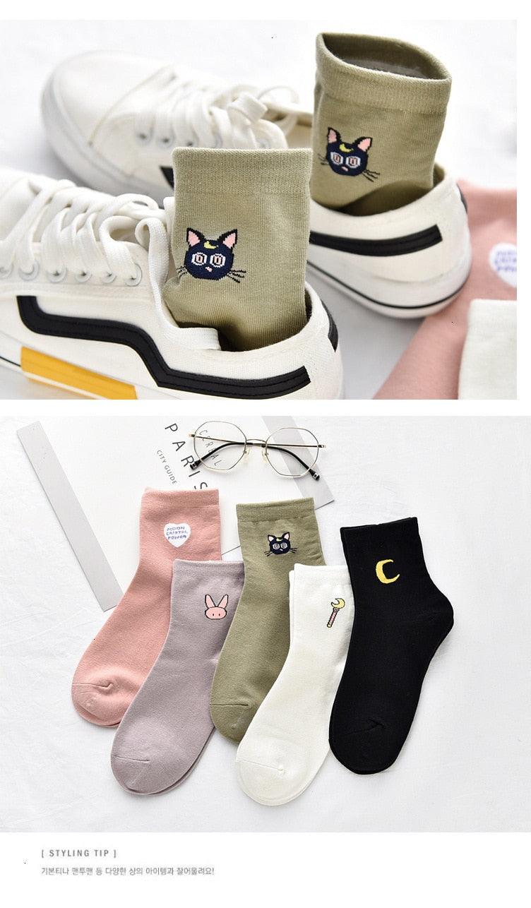 Solid Lovely Patterned Harajuku Socks Cotton Casual Cute Animal New Year Gift Socks For Female Sweat Absorption Breathable Socks For Men And Women Stevvex