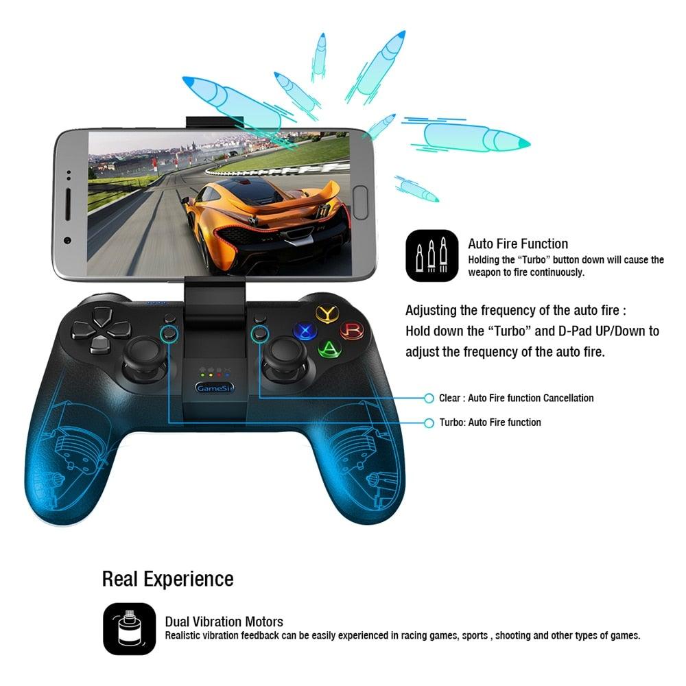 Solid Sustainable Black Bluetooth 2.4GHz Wireless Gamepad Controller Compatible With PC Smartphones Laptop Stevvex