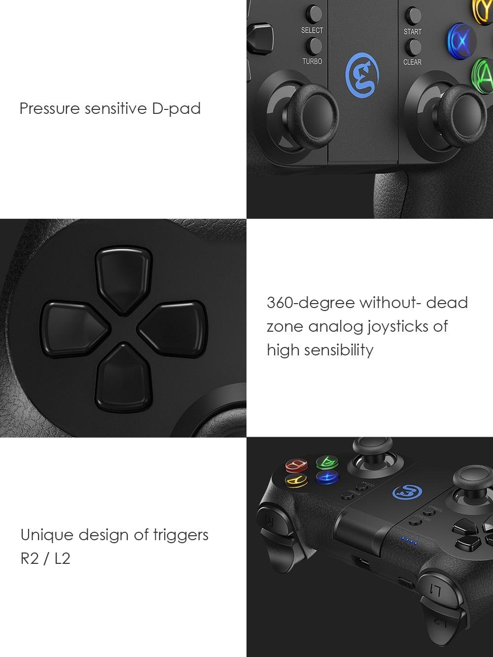 Solid Sustainable Black Bluetooth 2.4GHz Wireless Gamepad Controller Compatible With PC Smartphones Laptop Stevvex