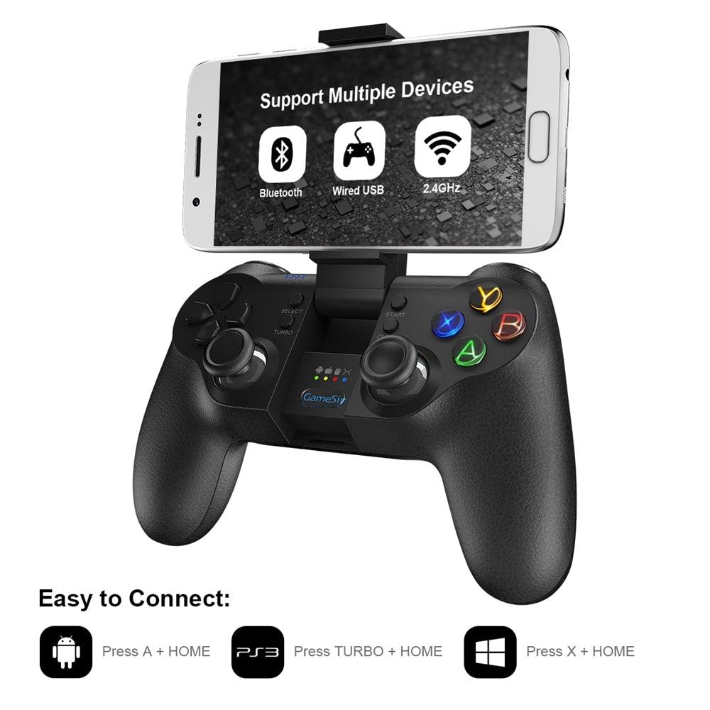 Solid Sustainable Black Bluetooth 2.4GHz Wireless Gamepad Controller Compatible With PC Smartphones Laptop Stevvex