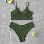 Solid Swimsuit Women Bikini Push Up Women's Crisscross Halter Bandage Bikini Strappy Bottom Swimsuits Swimwear Bikini Set Bathing Suit Two Piece Swim Suit Female