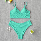 Solid Swimsuit Women Bikini Push Up Women's Crisscross Halter Bandage Bikini Strappy Bottom Swimsuits Swimwear Bikini Set Bathing Suit Two Piece Swim Suit Female