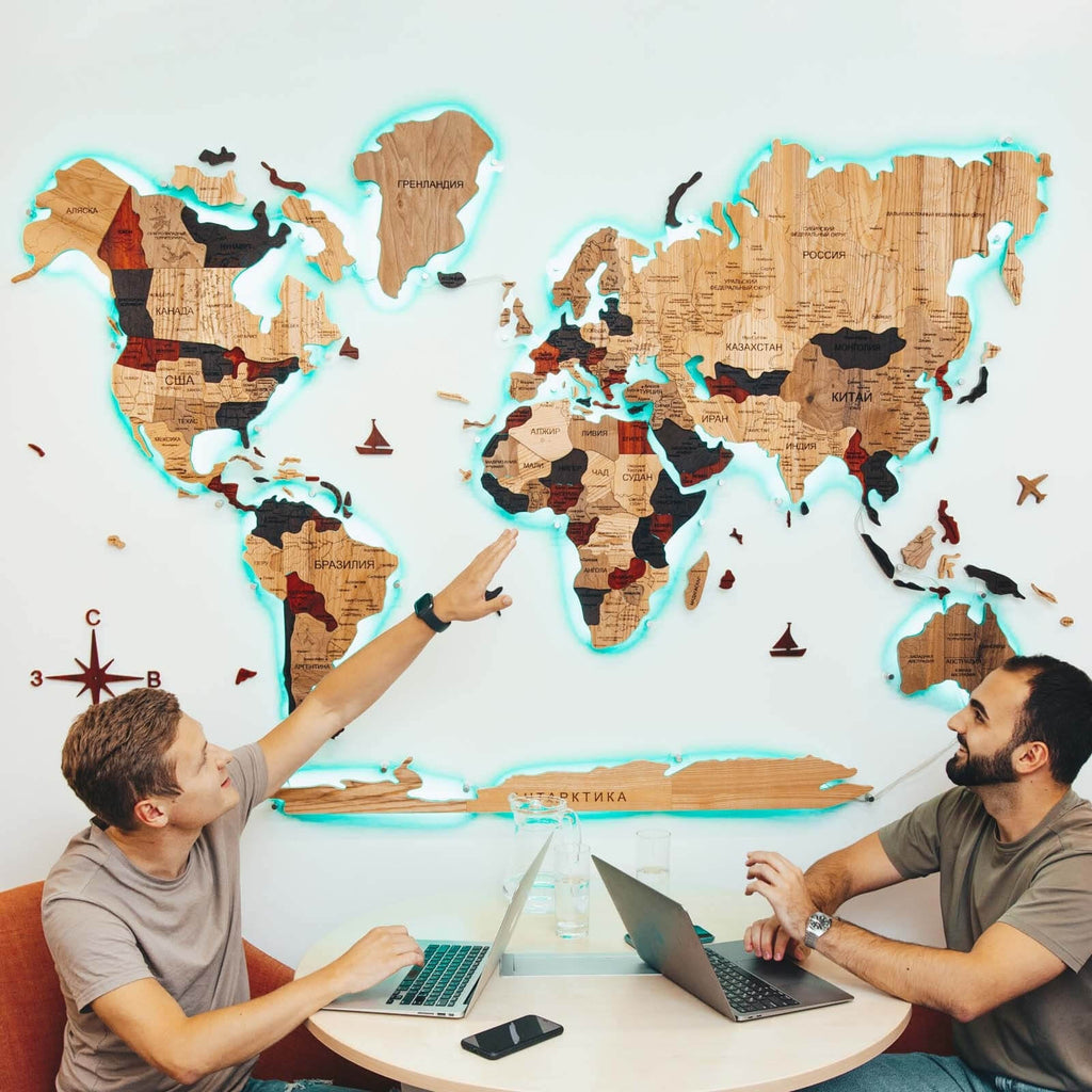 3D Solid Wooden World Map Enjoy The Wood
