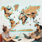 3D Solid Wooden World Map Enjoy The Wood