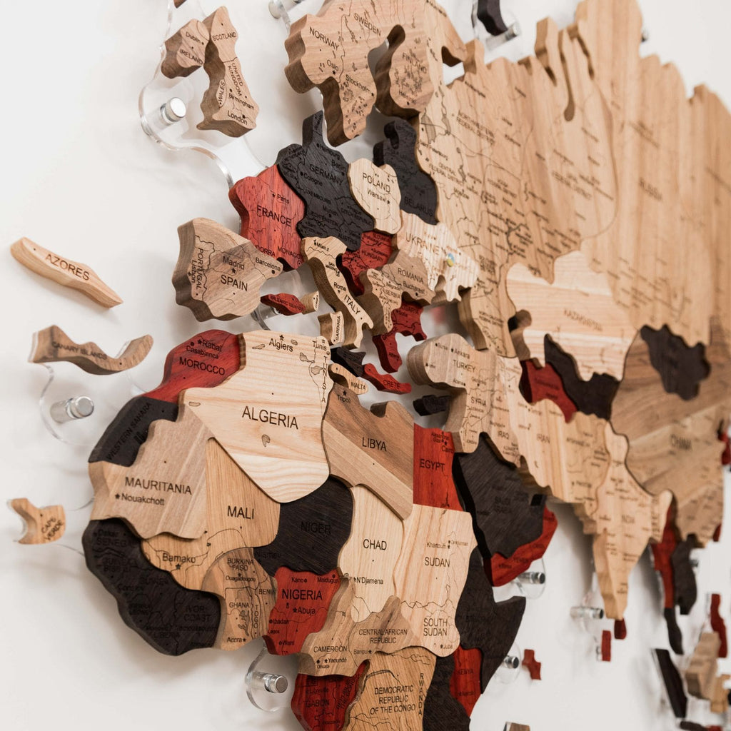 3D Solid Wooden World Map Enjoy The Wood