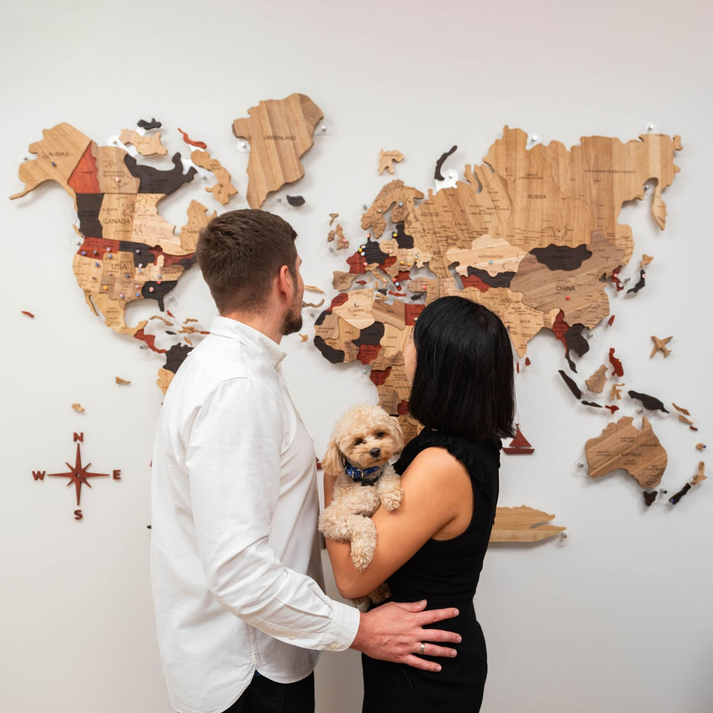 3D Solid Wooden World Map Enjoy The Wood