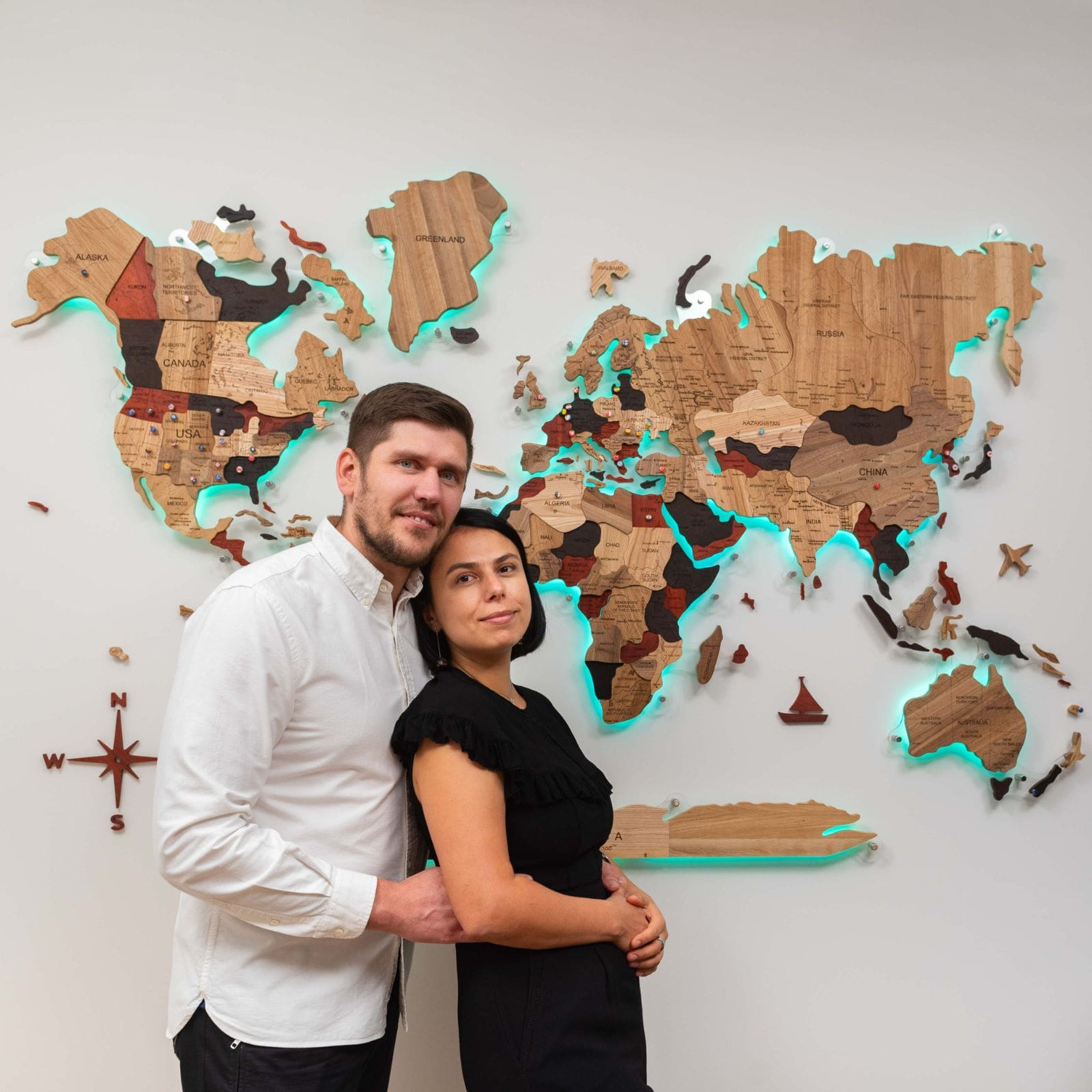 3D Solid Wooden World Map Enjoy The Wood