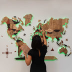 3D Solid Wooden World Map Enjoy The Wood