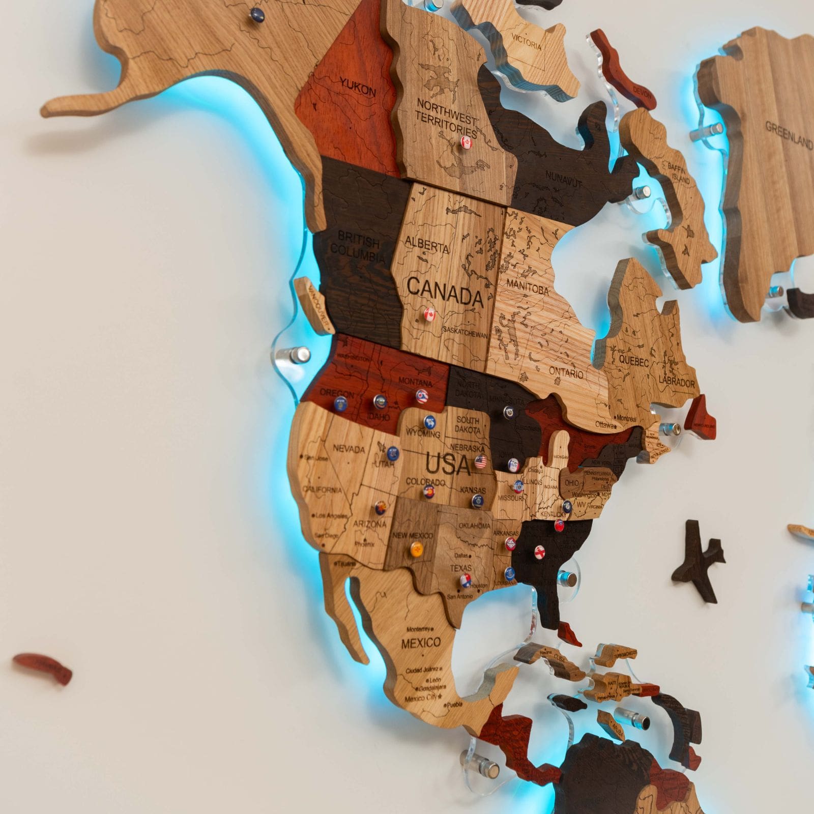 3D Solid Wooden World Map Enjoy The Wood