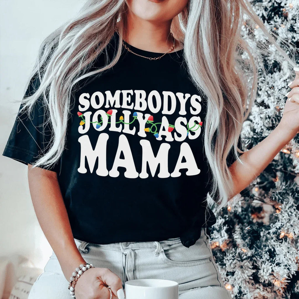 Somebody's Jolly Mama Tee Peachy Sunday