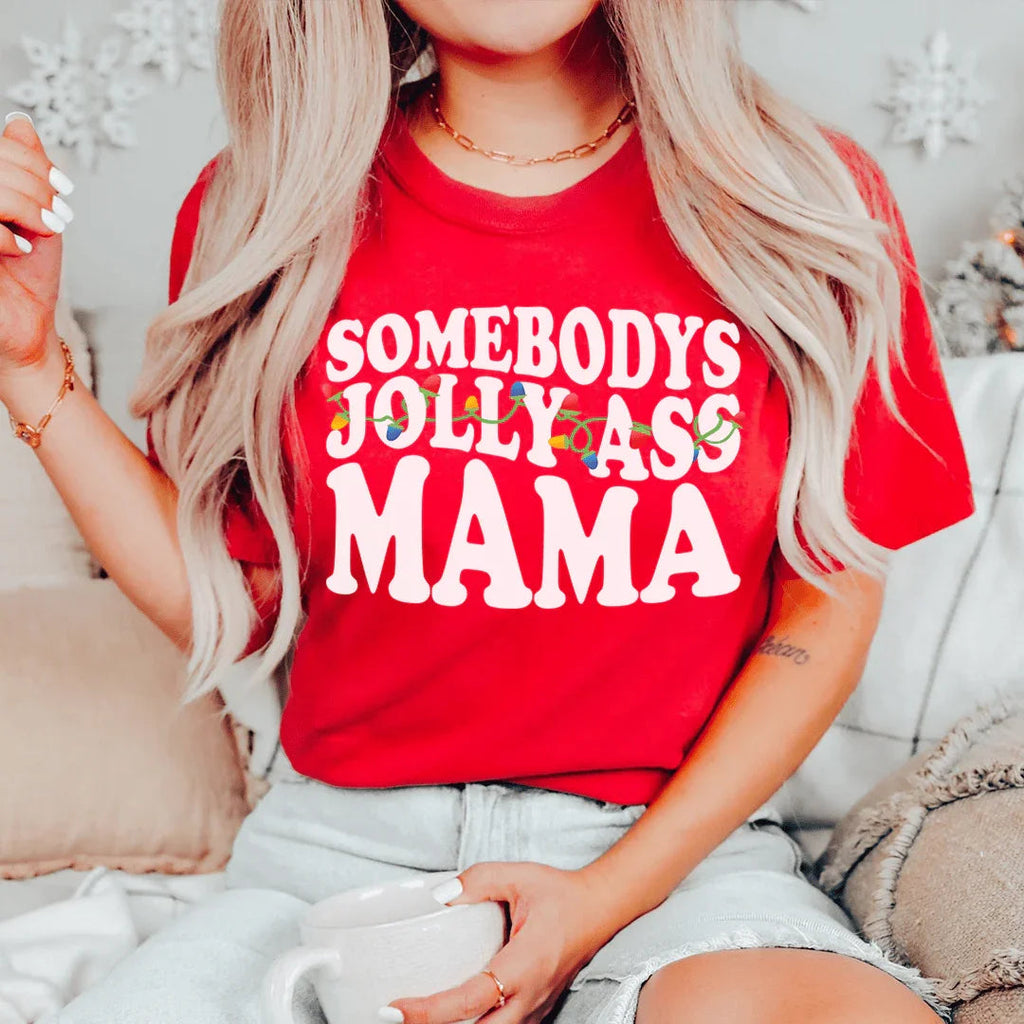 Somebody's Jolly Mama Tee Peachy Sunday