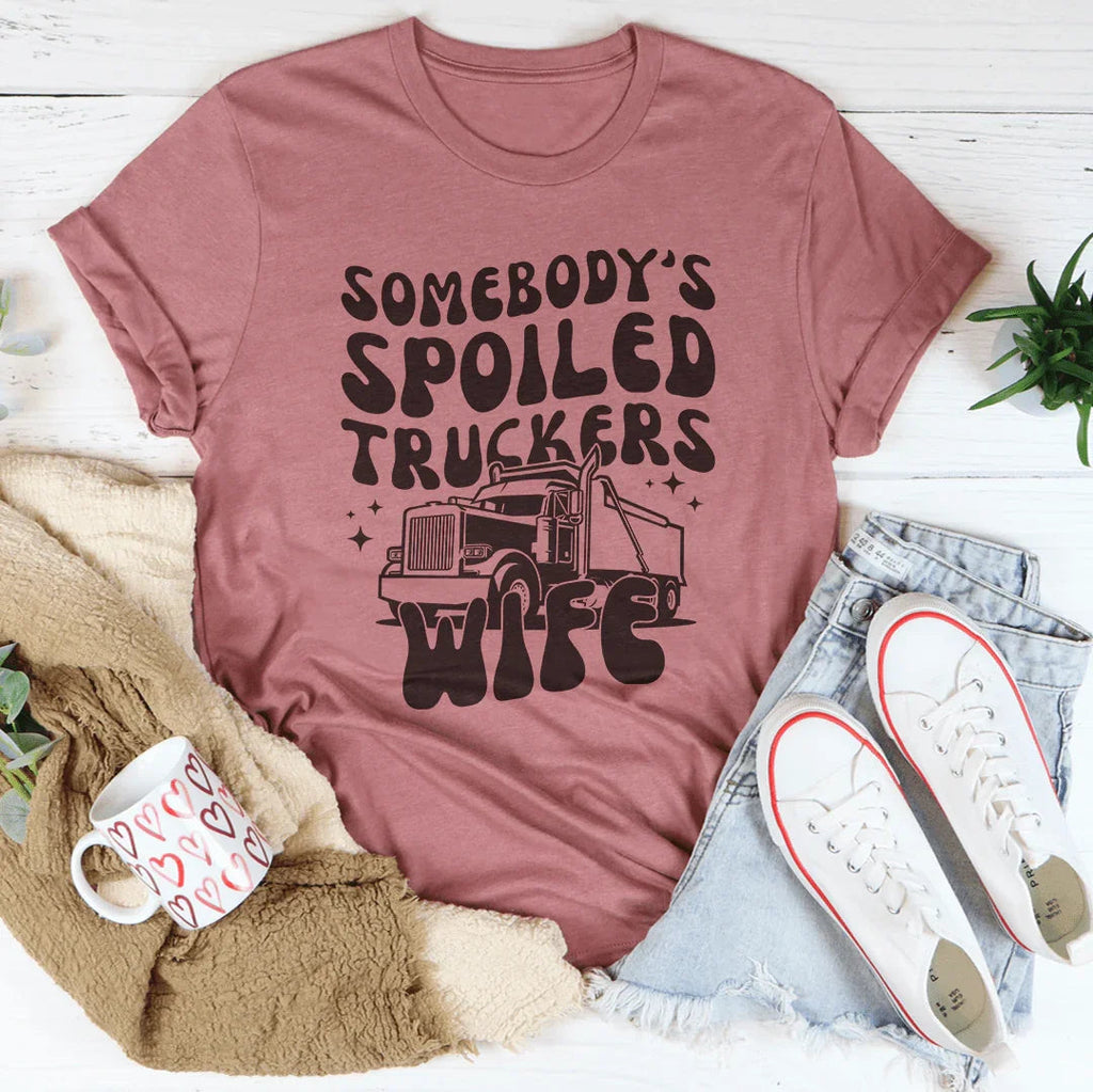 Somebody's Spoiled Truckers Wife Tee Peachy Sunday