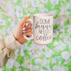 Easter Bunny Ceramic Coffee Mug 16oz Pastel Blue Pink Spring Large BandsCo Straps