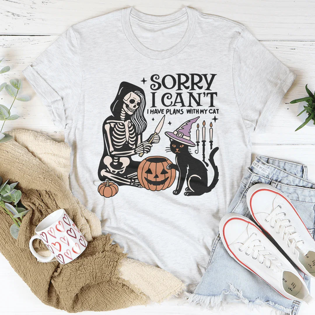 Sorry I Can't I Have Plans with My Cat Tee Peachy Sunday