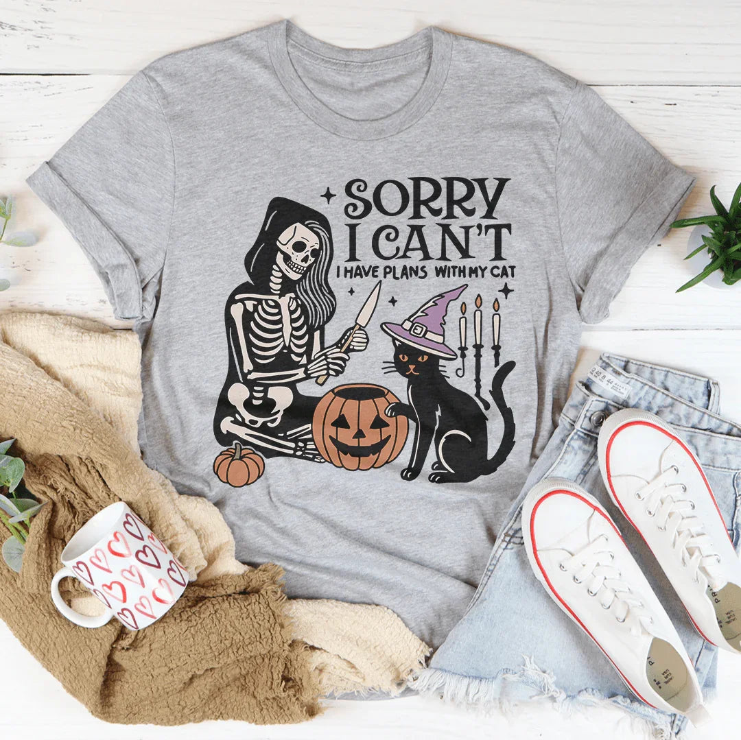 Sorry I Can't I Have Plans with My Cat Tee Peachy Sunday